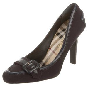 Burberry Canvas Oxford Leather Trimmed Pumps